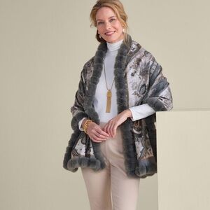 Soft Surroundings Paisley Faux Fur Wrap